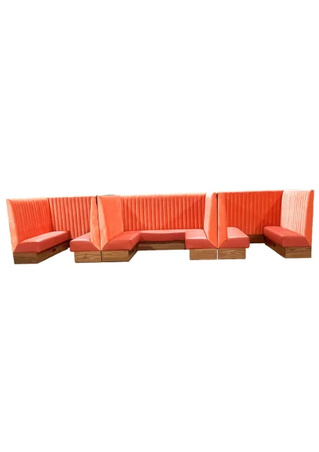 Pink Banquette with White Background Color Graded