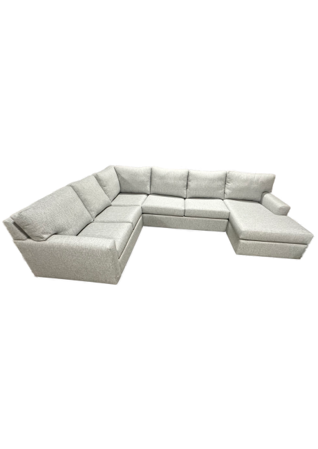 White and Gray Sectional Sofa with White Background